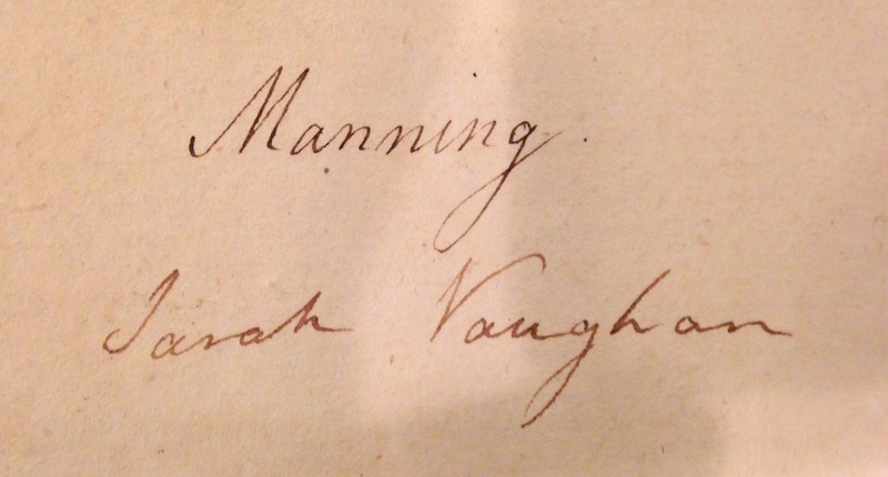 Piano music hand-written by Sarah Manning Vaughan.